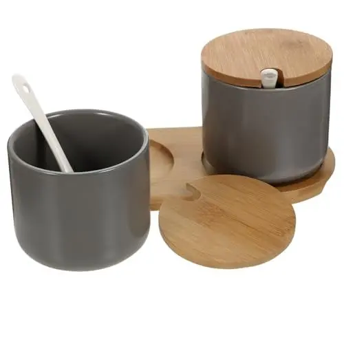 Produktbild: LABRIMP 1 Satz Gewürzdosen-Set chinesisches Gurkenglas Kompaktes Gewürzglas kleines Gewürzglas Würze Flasche Gläser Gewürze kleiner Gewürzbehälter Küchenzubehör Wohnaccessoire Bambus Grey