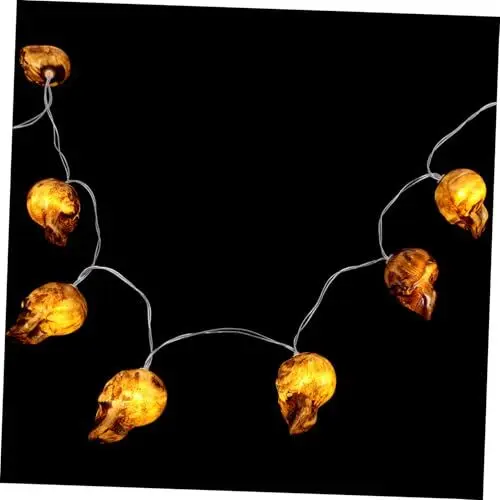 Produktbild: LABRIMP 1satz Lichterkette Mit Schädel-design Für Halloween Warmweiße Leds Batteriebetrieben Für Gruselige Dekorationen Und Partys Batterien