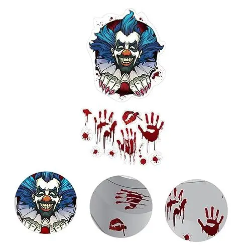 Produktbild: LABRIMP Clown-toilettensitz-aufkleber-set Pvc-material Halloween-dekorationen Für Badezimmer Blutige Aufkleber Einfach Anzubringen Und Zu Entfernen