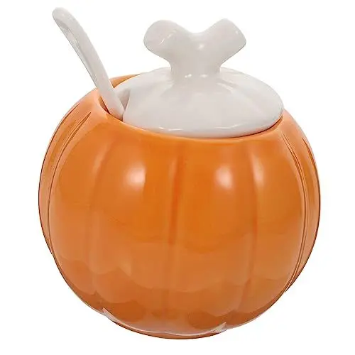 Produktbild: LABRIMP 1 Stück Keramik-gewürzglas Salzaufbewahrung Haushalts-gewürzflasche Kürbisform Küchen-aufbewahrungsflasche Orangefarbener Deckel Zufällige Farbe