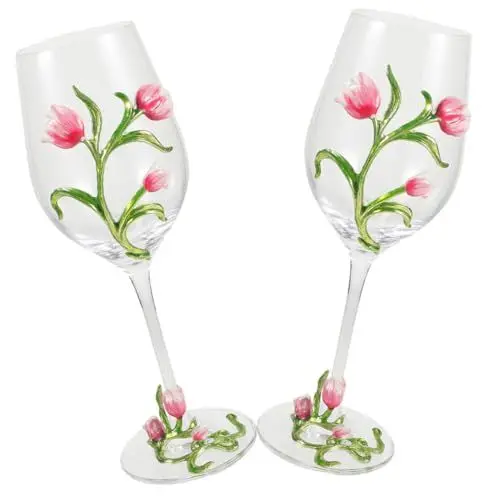 Produktbild: LABRIMP 2pcs Geprägtes Weinglas Mit Kurzem Stiel Retro-farbiges Glas Kelchset Für Hochzeitsfeier