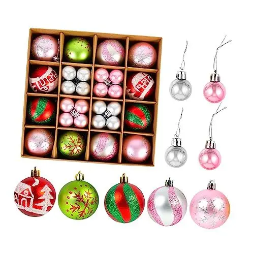 Produktbild: LABRIMP Add Festive Cheer Weihnachtskugeln aus Kunststoff dekorativer Christbaumschmuck zum Aufhängen für Zuhause 44 Stück