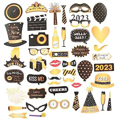 Produktbild: LABRIMP 46-teiliges Foto Satz Aus Papier Und Holz Für Party Handornamente Deko-Requisiten Mit Einfacher Montage