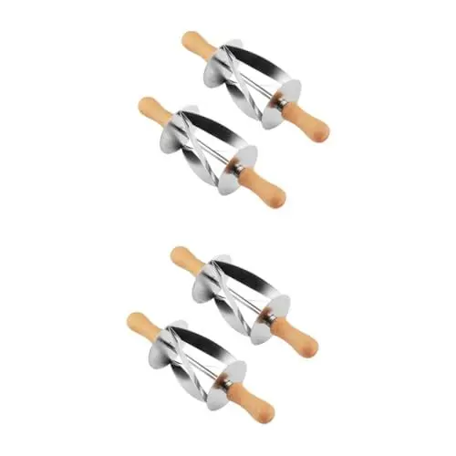 Produktbild: LABRIMP 2sets Croissant Cutter Roller Edelstahl Backen Cutter Holzgriff Ergonomisches Design Schneiden 2 Stücke * 2