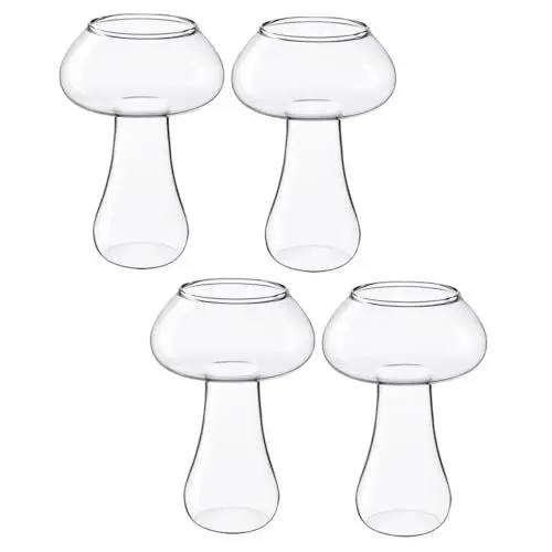 Produktbild: LABRIMP Stilvolle Pilzförmige Gläser 4er Set Trinkgläser Für Cocktails Wein Whiskey Und