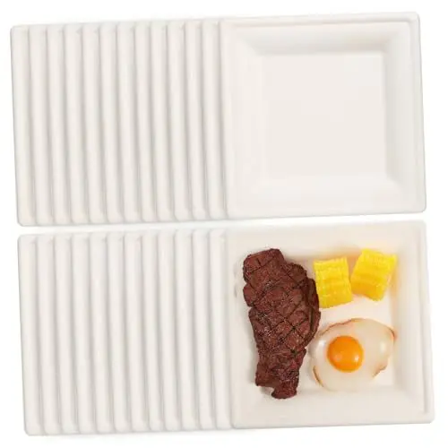 Produktbild: LABRIMP 50 Stück Einwegplatten Quadratische Serviertabletts Snackteller Für Partys Dessertteller Einweg-essteller Robust Und Stabil