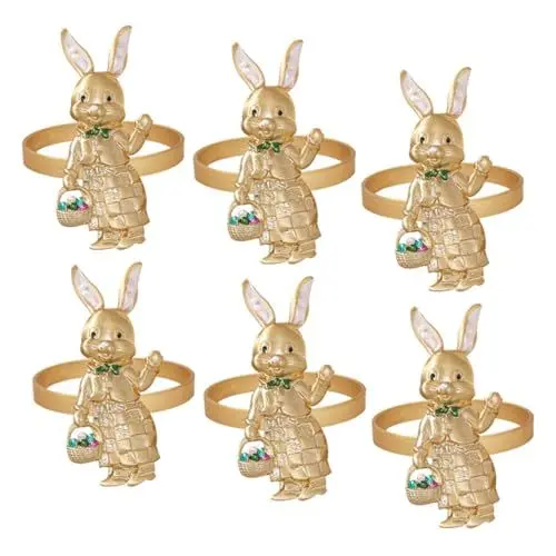 Produktbild: LABRIMP Ostern Bunny Serviette Ringe 6pcs Esstisch Serviette Schnalle