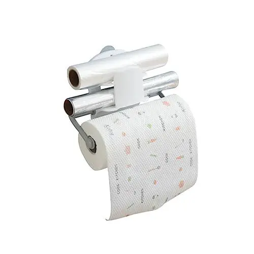 Produktbild: LABRIMP Wandmontage Handtuchhalter Für Küchen Aufbewahrungsbox Mit 3 Rollen Für Frischhaltefolie Und Alufolie Organizer