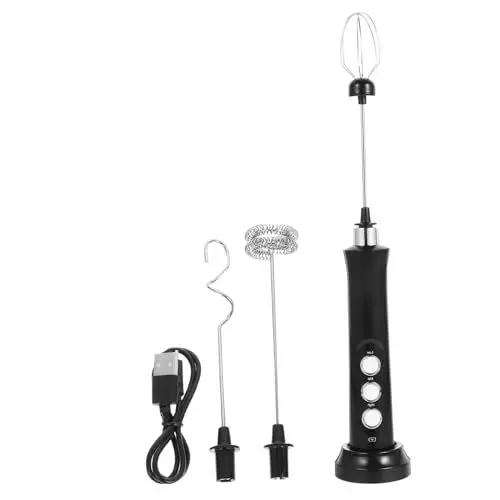 Produktbild: LABRIMP Kleiner Mixer Stabmixer Elektromixer Wiederaufladbare D-Batterien Elektrischer Milchaufschäumer Handgeführter Batteriebetriebener Schneebesen Kabelloser Stabmixer Kaffee