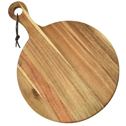 Produktbild: LABRIMP Holzbrett Für Pizza Runder Pizzateller Aus Holz Serviertablett Mit Griff Praktisches Foodbrett Für Küche Und Dekoration