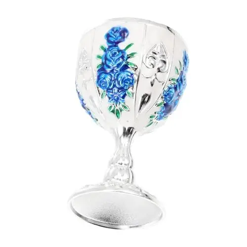 Produktbild: LABRIMP Weißweinglas Kleiner Hochzeitskelch Martini-gläser Toast Tasse Mini-weinhalter Antiker Weinbecher Ausgefallene Weingläser Kelch Weinbecher Goldene Brille Likör Becher Blue Metall