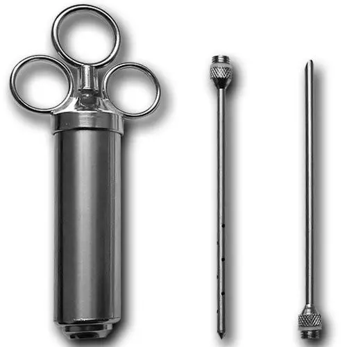 Produktbild: LABT Bratenspritze Marinier-Spritze Gewürzspritze Edelstahl-Ausführung inklusive 2 Nadeln 60 ml für Fleisch BBQ zum Grillen Braten Pökeln Würzenspritze Marinadespritze