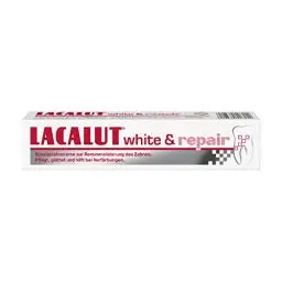 Produktbild: LACALUT WHITE & REPAIR ZAHNCREME, 75ml Zahnpasta zum Aufhellen der Zähne, Straffung und Festigung des Zahnfleischs, Zahncreme für weiße Zähne, 1 x 75ml
