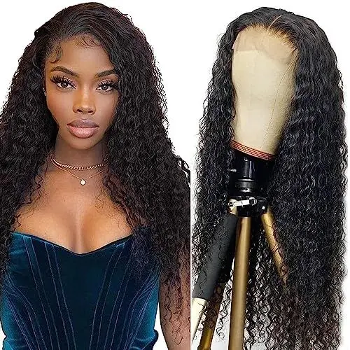 Produktbild: Lace Front Wig Echthaar Perücke Naturale Perücke Lockiges Haar 5x5 Water Wave Wig Lace Front Human Hair Wigs Brazilian Virgin Hair Glueless Pre Plucked With Baby Hair 12 inch