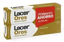 Produktbild: LACER OROS Zahnpasta, 2 x 125 ml, umfassender Mundschutz, dreifache Wirkung, verhindert Blutungen, reduziert die Empfindlichkeit der Zähne, schützt vor Karies