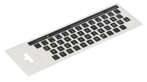 Produktbild: Lacerto® | 11x13mm Deutsche Aufkleber für PC/Laptop & Notebook Tastaturen mit mattem kratzfestem Laminat, Germany Keyboard Stickers QWERTZ | Farbe: Schwarz