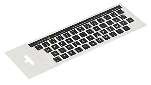 Produktbild: Lacerto® | 12x13mm Deutsche Aufkleber für PC/Laptop & Notebook Tastaturen mit mattem kratzfestem Laminat, Germany Keyboard Stickers QWERTZ | Farbe: Schwarz