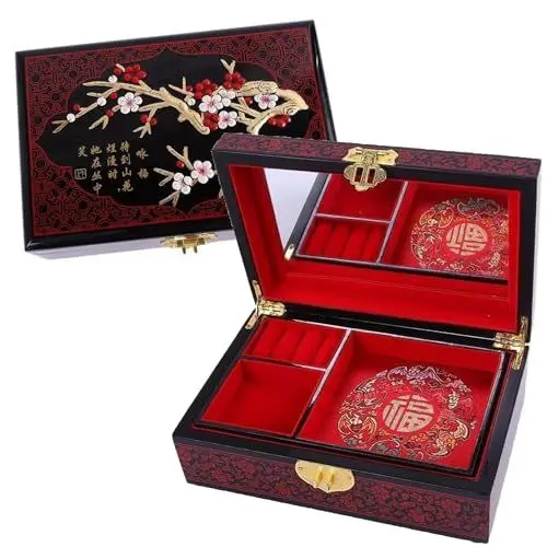 Produktbild: lachineuse - Schmuckkästchen Kirschblüten – Aufbewahrungsbox für Schmuck & Geheimnisse aus lackiertem Holz – asiatische Dekoration – Geschenkbox für Damen – Deko-Artikel – Geschenkidee Japan Asien