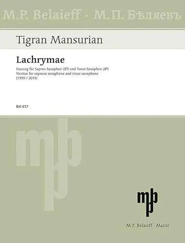 Produktbild: Lachrymae: Fassung für Sopran-Saxophon und Tenor-Saxophon. 2 Saxophone (S/T). Spielpartitur.
