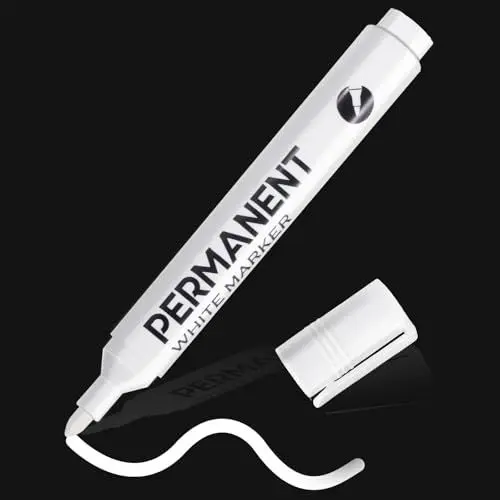 Produktbild: Lackstift Weiß, 2,0 mm Fadenbreite Acrylstifte weiß Wasserfest und Schnell Trocknender Permanent Marker Weiß für Steine, Felsmalerei, Keramik, Glas, Holz, Stoff, Metall, Leinwand, Reifenstift