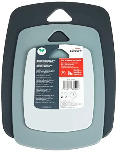 Produktbild: Lacor 60500 Set mit 3 doppelseitigen Schneidebrettern, Polypropylen, BPA-frei, Kunststoff
