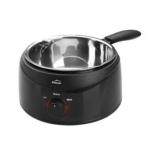 Produktbild: LACOR - 69317 - Maria Bath, Chocolatera, to Melt Chocolate, Elektro-Container mit abnehmbarem Edelstahl Eimer, Kapazität 1 Liter, Maße: 16cm, Tiefe 7cm, 70W, Schwarz