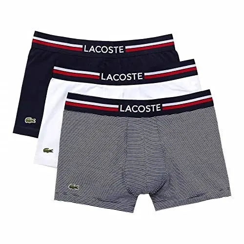 Produktbild: Lacoste Herren 5H3413 Boxershorts, Marine/Blanc, M (3er Pack)
