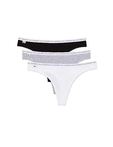 Produktbild: Lacoste Damen 8F1341 G-String, Noir/Blanc-Argent Chine, 3XL