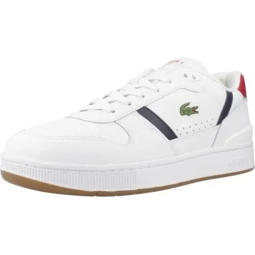 Produktbild: Lacoste Herren Low Sneaker T-Clip Set Weiß Leder Textil Mix, Farbauswahl:Weiss-Kombi, 9999-englisch-eu-mapping:45