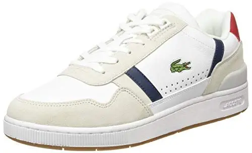 Produktbild: Lacoste Herren Low-Top Sneaker T-Clip 0120 2 SMA, Männer Halbschuhe,schnürschuhe,schnürer,Business,Freizeit,WHT/NVY/RED (407),40 EU / 6.5 UK