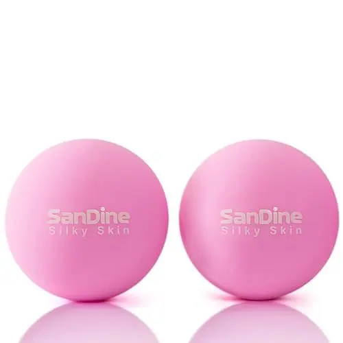 Produktbild: Lacrosse Massagebälle für Tiefengewebsmassage – Spannungen lösen, Muskelschmerzen lindern an Rücken, Schultern & Nacken – 2er-Pack von Sandine (Rosa)