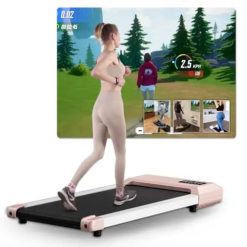 Produktbild: Lacuffy Raceable Walking Pad leise, Laufband für Zuhause Max 136 kg mit LCD-Anzeige und APP, Laufband Schreibtisch mit Training Couses und AI Traininging