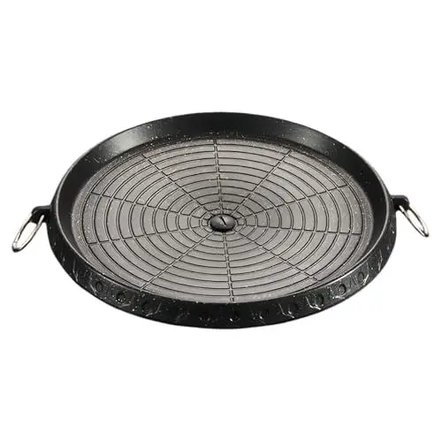 Produktbild: LADAMI Korean BBQ-Grill,Grillaufsatz gaskocher camping,Antihaftbeschichtet, Runde Grillpfanne, Innen- und Außengrillpfanne,Grillplatte campingkocher