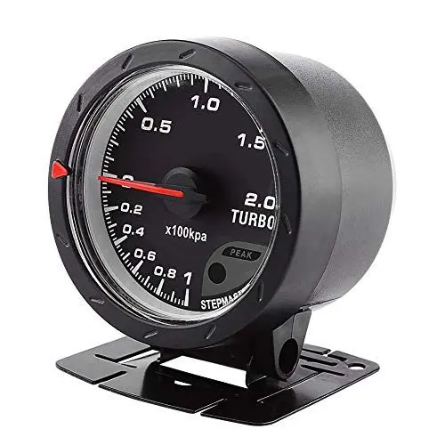 Produktbild: Ladedruckanzeige mit Halterung, Beleuchtung, Elektrisch, Universell, 60 Mm, LED-Turbo-Ladedruckanzeige, Schwarze Schale, für Autorennen, 0–200 Kpa, Elektronische Ladedruckanzeige,