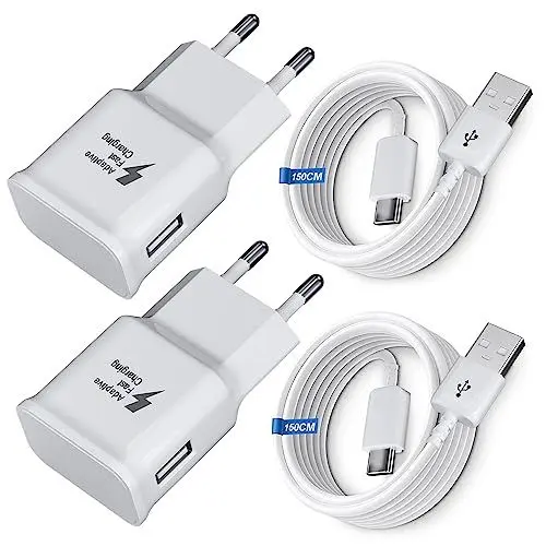 Produktbild: Ladegerät Schnellladung für Samsung Handy, (2-Pack) Adaptives Schnellladegerät Netzteil mit USB Typ C Ladekabel für Samsung Galaxy S8, S9, S10 Plus, A05s A13 A15 A16 A20 A35 A36 A40 A56 M30 M35 5G