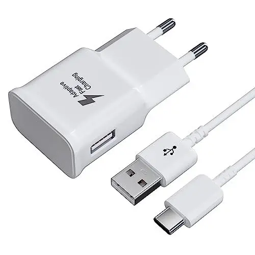 Produktbild: Ladegerät Schnellladung für Samsung Handy, Schnellladegerät Netzteil mit USB Typ C Ladekabel für Galaxy S8 S9 S10 Plus S10e, A16 A15 A14 A13 A06 A05s A25 A34 A35 A36 A54 A55 A56, Note 9/8 (Weiß)