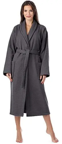 Produktbild: Ladeheid Damen Frottee Bademantel aus 100% Baumwolle Waffelpiqué LA40-227 (Graphite (D07), XL)