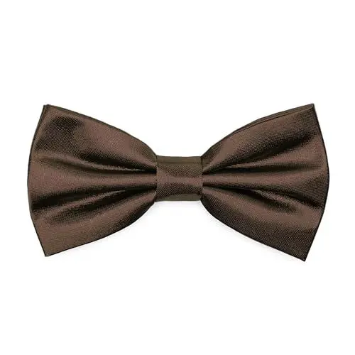 Produktbild: Ladeheid Elegante Herren Fliege - Hochwertig, Glänzend, Verstellbar, Perfekt für Hochzeit, Party, Büro. Ideal für Männer, Frauen, Teenager BMS (12cm x 6cm, Braun)