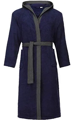 Produktbild: Ladeheid Herren Frottee Bademantel aus 100% Baumwolle LA40-190 (Dunkelblau-29/Dunkelgrau-12, L)