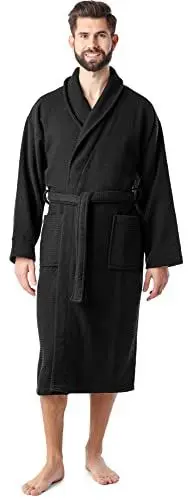 Produktbild: Ladeheid Herren Frottee Bademantel aus 100% Baumwolle Waffelpiqué LA40-226 (Schwarz (D16), XL)