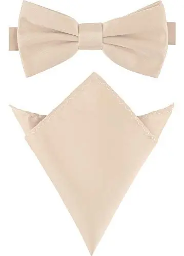 Produktbild: Ladeheid Herren Schmale Fliege & Einstecktuch Set M/P (12cm x 6cm, 22cm x 22cm, Ecru)