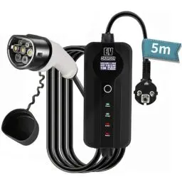 Produktbild: Ladekabel Elektroauto 3.68KW Typ 2 Schuko Ladegerät 8/10/13/16A einstellbar EV Ladekabel mit digitalem Bildschirm für Allen Elektrofahrzeugen, die IEC 62196-2 erfüllen (5m)