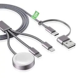 Produktbild: Ladekabel für Apple Watch und iphone Ladegerät - 120cm USB C Charging Kabel Ladestation für iWatch Serien, 3 in 2 SchnellLadekabel für iPhone 15/14/13/12/11/iPad/AirPods