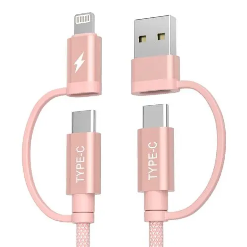 Produktbild: Ladekabel für MacBook Pro 2023,MacBook Air Schnellladekabel,4 in 1 Multi Typ C Kabel 1M,60W USBC Universal Netzkabel USB A Adapter für Apple iMac Mini 2022 2021 2020 2017 Mac Book M3 M2 27 24 16 inch