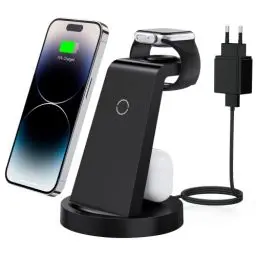 Produktbild: Ladestation Für Apple Watch und iPhone: 3 in 1 Schnelle Kabelloses Ladegerät Kompatibel mit iPhone 16 15 14 13 12 11 X Pro Max & iWatch & Air Pods
