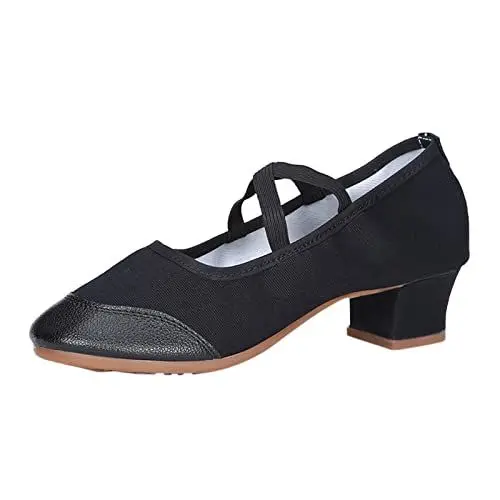 Produktbild: Mumuj Art Sandalen Damen Keilpumps Damen Außenhandel 2023 Weiche Sohle Einfarbig Crossbinding Tanzschuhe Lateinische Tanzschuhe Schnüren Stepp Schuhe Schnürboots Damen Schwarz (Black, 41)