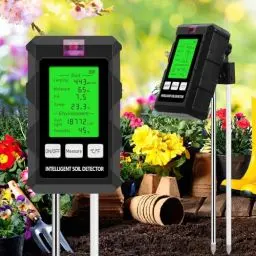 Produktbild: LADYSONS 6 in 1 pH Bodentestgerät, Feuchtigkeitsmessgerät Pflanzen mit Bodenfruchtbarkeit/Feuchtigkeit/pH/Temperatur/Sonnenlicht/Umgebungsfeuchtigkeit, mit LCD-Display, für Gartenarbeit/Topfpflanze