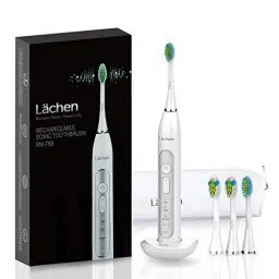 Produktbild: Lächen Sonic elektrische zahnbürste Schallzahnbürste mit 4 Aufsteckbürsten und Timer, 3 Modi & 3 Vibrationsstärken mit Reisetasche, Weiß