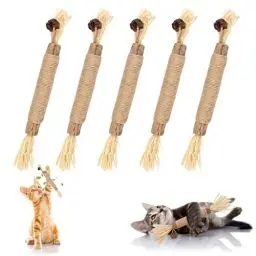 Produktbild: laeeyin 5 Stück Katzensticks Zur Zahnreinigung Katzen Zahnpflege, Matatabi Stick Katze Katzensticks Spielzeug Zum Schleifen von Zähnen,Für ​Katze Zu Spielen, Beißen, Kauen