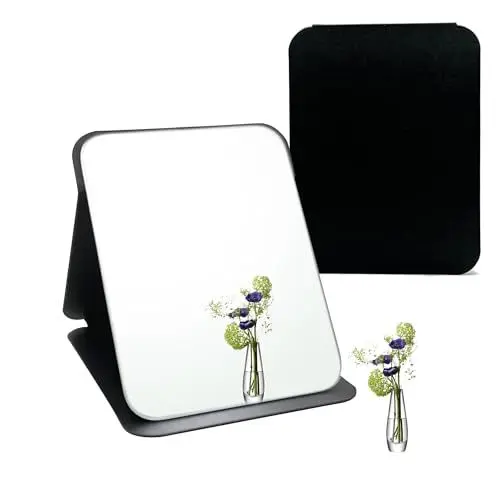 Produktbild: laeeyin Tischspiegel Reisespiegel Klappbar Klappspiegel Make-up Standspiegel klein Tragbar Kosmetikspiegel Klappbarer Reisespiegel für Tischplatte, Handheld, Zuhause und Reisenutzung (16x11CM)